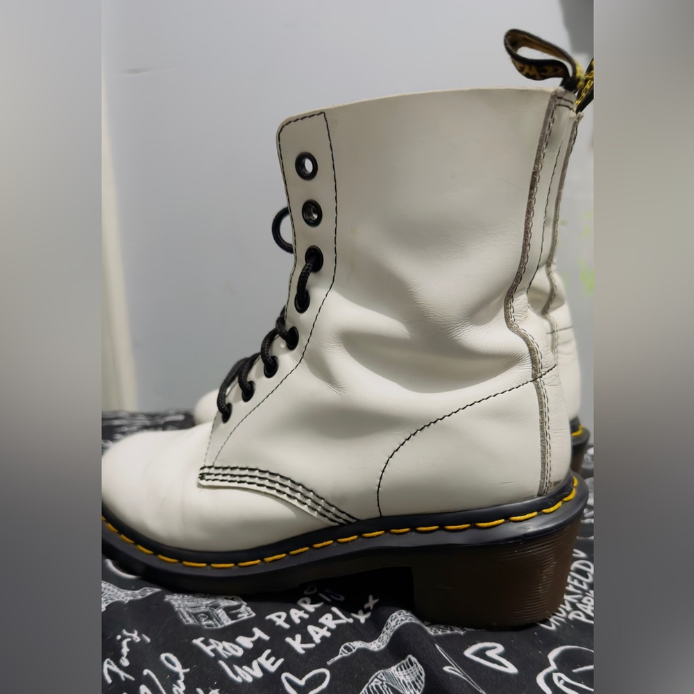 Dr. Martens White Leather Combat Boots